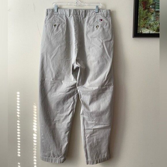 Tommy Hillfiger Vintage Pleated Chinos Casual Cotton Pants Beige Size 38X30 - Picture 7 of 13